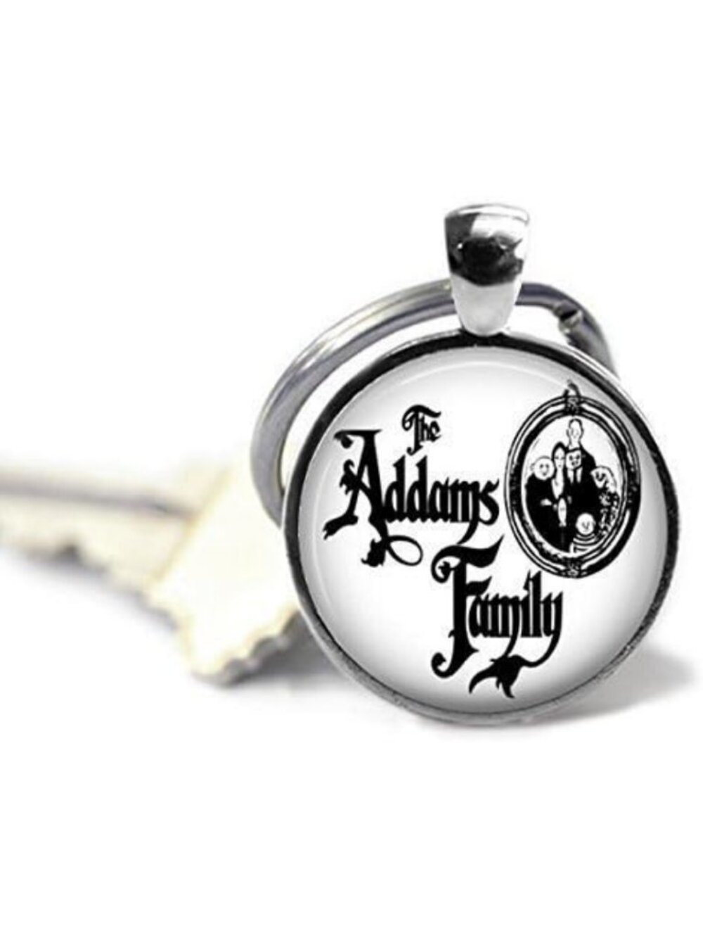 Gothic Aesthetic Keychain - 1" Silver Pendant for Theater Fans, Cosplay